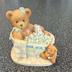 Cherished Teddies Tan and Blue Figurine